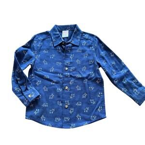 Jumping Beans toddler boys' soft button-down shirt with a moose print. Size 3T